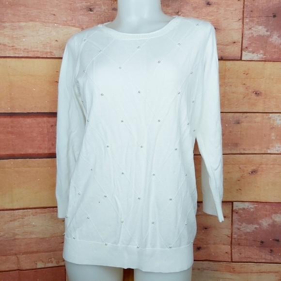 Knitted sweater pearls embellishments size small - Picture 4 of 8